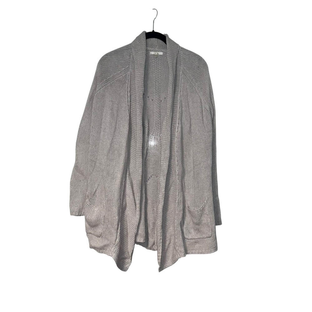 Matty M Knit Cardigan Open Front Sweater Beige Medium